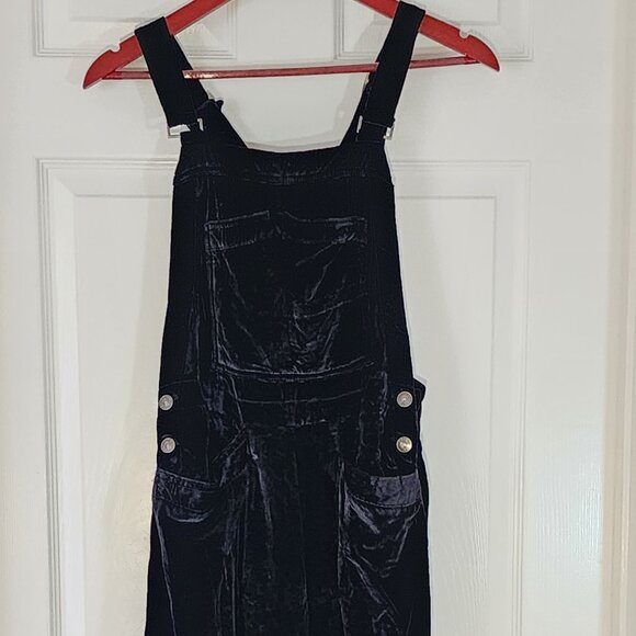 NWT Free People Velour Overalls Black Size XS, Lagenlook, Cozy Chic, Bohemian, - Picture 1 of 12